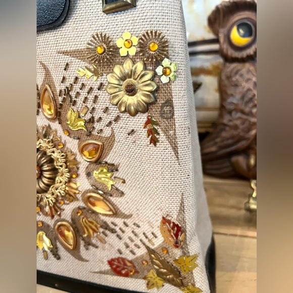 Vintage 1960s Enid Collin’s Style Beaded Handbag With Sparrows & Snowflakes - Picture 5 of 16